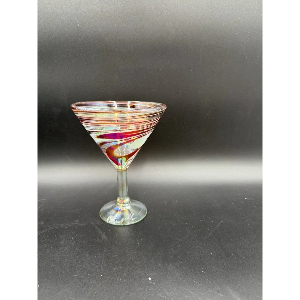 Hand Blown Pink White Orange Swirl Mexican Martini Glass – Recycled Art Glass